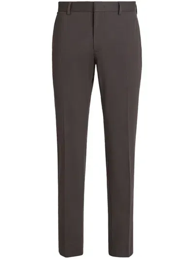 Zegna Tailored Tapered-leg Trousers In Brown