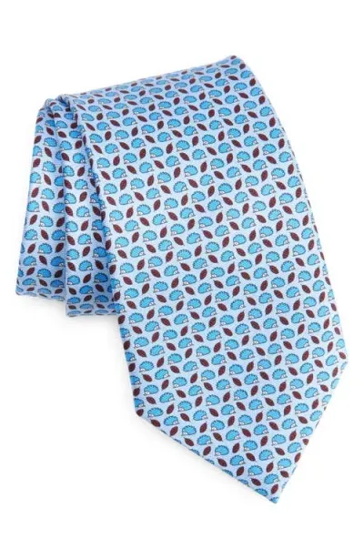 Zegna Ties Bird Print Silk Tie In Blue