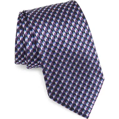 Zegna Ties Large Triangle Silk Tie In Blue