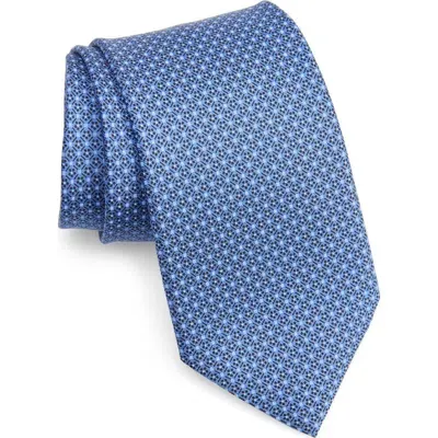 Zegna Ties Micro Floral Silk Tie In Blue