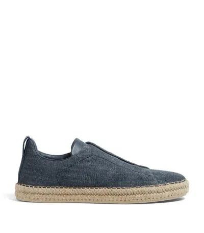 Zegna Triple Stitch Slip-on Espadrilles In Blue