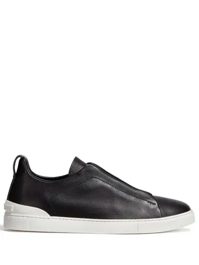 Zegna Triple Stitch Sneakers In Brown