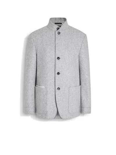 Zegna Trofeo Cashmere Il Conte Jacket In Light Grey