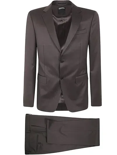 Zegna Wool And Mohair Suit In Brown