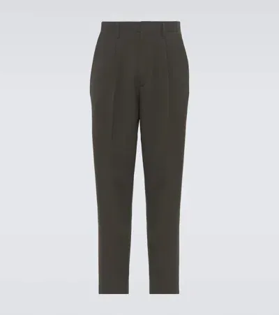 Zegna Wool Straight Pants In Brown