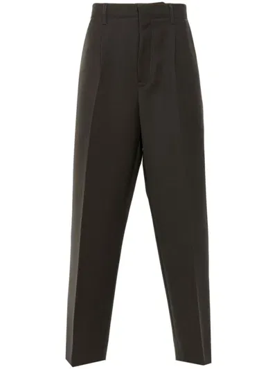 Zegna Wool Tapered Pants In Brown