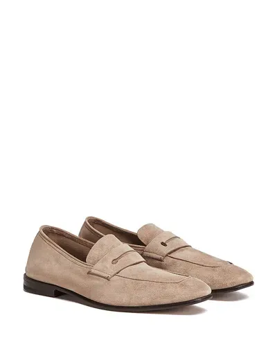 Zegna Neutral L'asola Suede Loafers In Brown