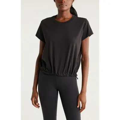 Zella Cinch Bubble Pima Cotton T-shirt In Black