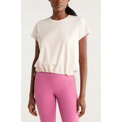 Zella Cinch Bubble Pima Cotton T-shirt In Pink Peach