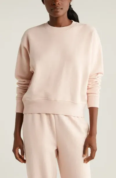 Zella Cloud Fleece Sweatshirt In Pink Peach