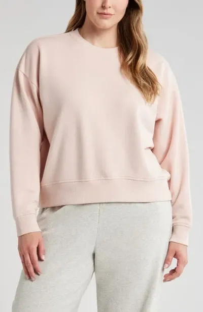 Zella Cloud Fleece Sweatshirt In Pink Peach