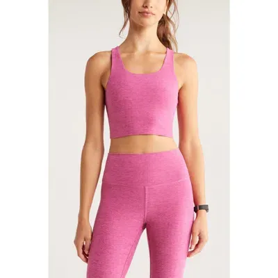 Zella Renew Mélange Support Crop Tank In Pink Violet