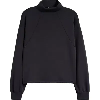 Zella Soft Funnel Neck Top In Black