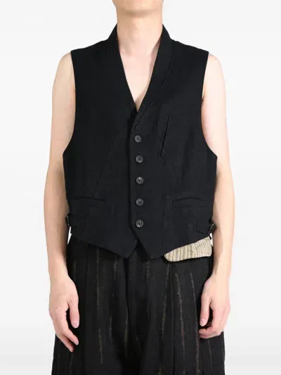 Ziggy Chen Cashmere-linen Vest In Black