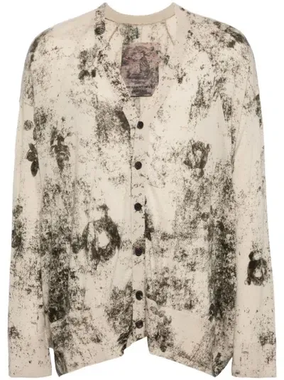 Ziggy Chen Paint-splatter Cardigan In White