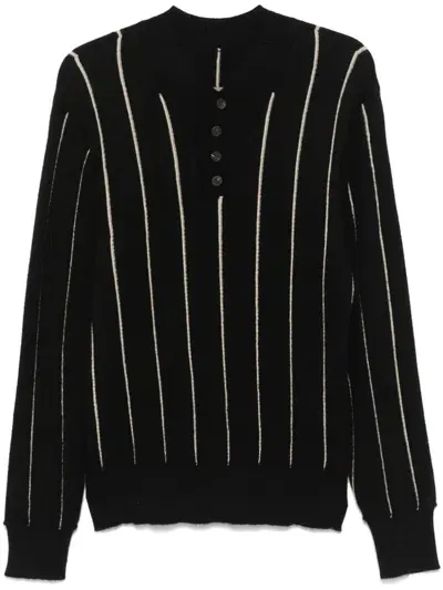 Ziggy Chen Striped Sweater In Black