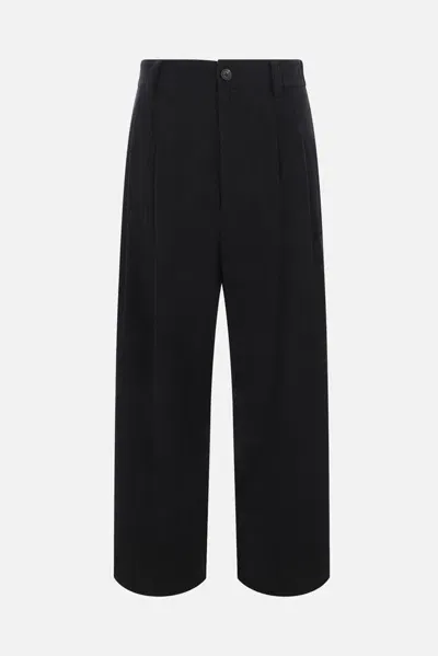 Ziggy Chen Pleated Virgin Wool Drop-crotch Trousers In Black