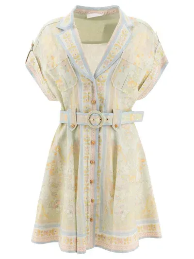 Zimmermann Acacia Mini Shirt Dress In Green