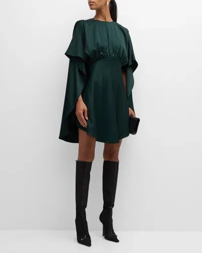 Zimmermann Eden Cascading Cape Mini Dress In Green