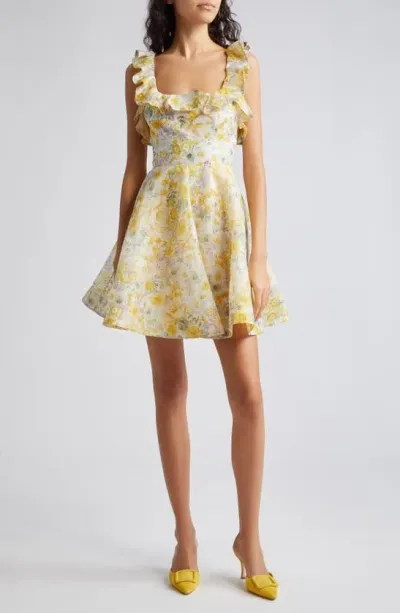 Zimmermann Harmony Frilled Floral Mini Dress In Citrus Garden Print