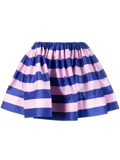 Zimmermann Tama Striped Silk Mini Skirt In Pink