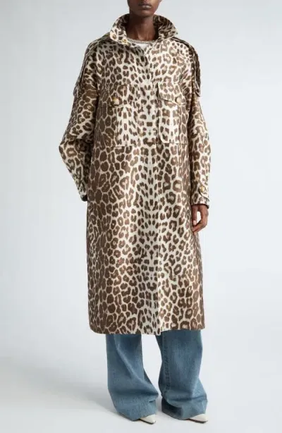 Zimmermann Illustration Leopard Print Twill Trench Coat In Animal Print