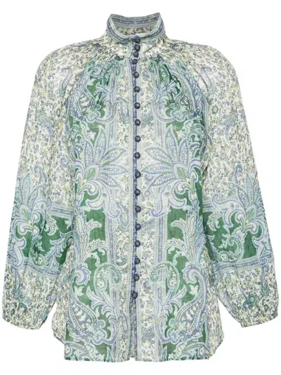 Zimmermann Paisley Print Blouse In Green