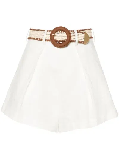 Zimmermann Halliday Linen Tuck Shorts In White