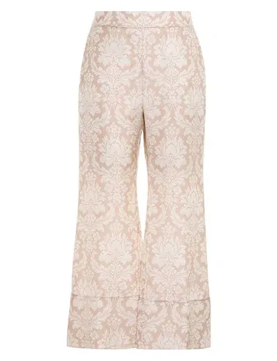 Zimmermann Sensory Kick Flare Silk Trousers In Neutrals