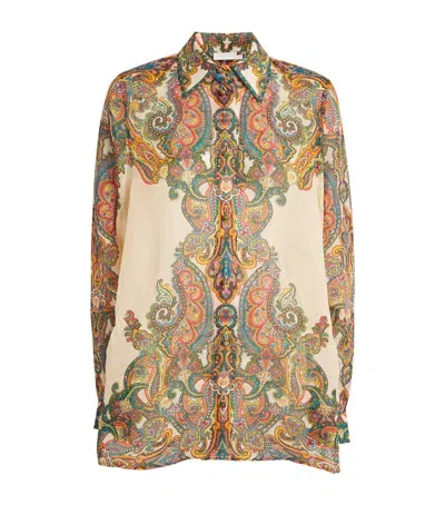 Zimmermann Ramie Paisley Ottie Shirt In Multi