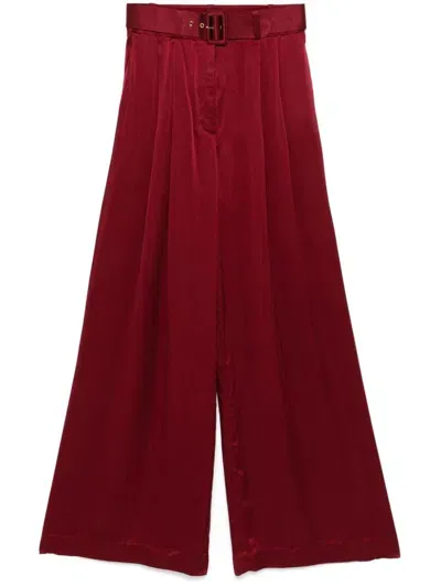 Zimmermann Silk Wide Leg Trousers In Red