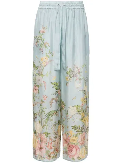 Zimmermann Waverly Palazzo Trousers In Blue