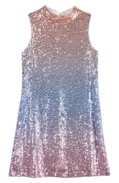 Zunie Kids' Gradient Sequin Shift Dress In Ombre Multi