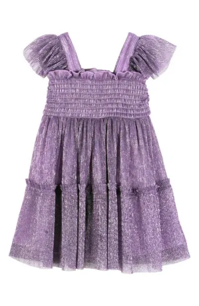 Zunie Babies'  Metalllic Tiered Dress In Lilac