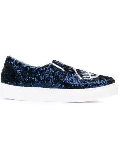 Chiara Ferragni 'flirting' Slip-on-sneakers In Blue