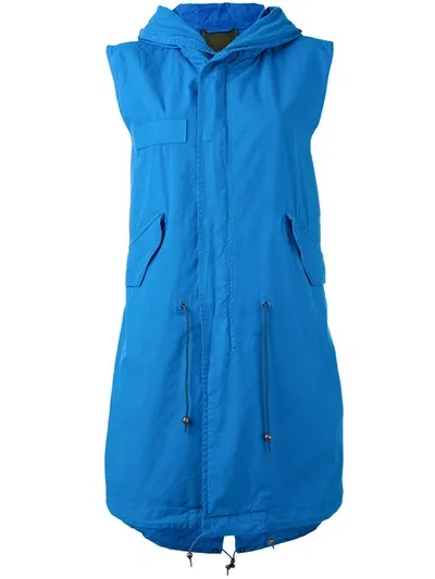 Mr & Mrs Italy Sleeveless Mid Parka In Blue