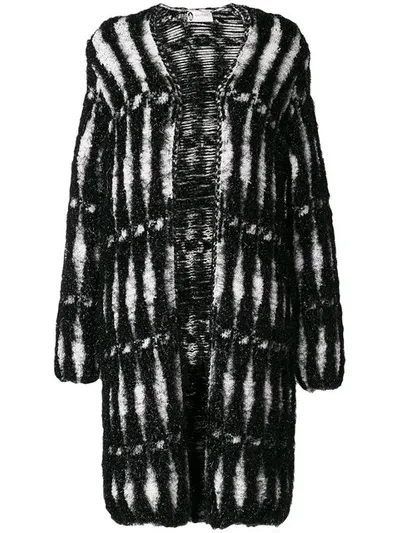 Lanvin Metallic Woven Coat In Blk-wht