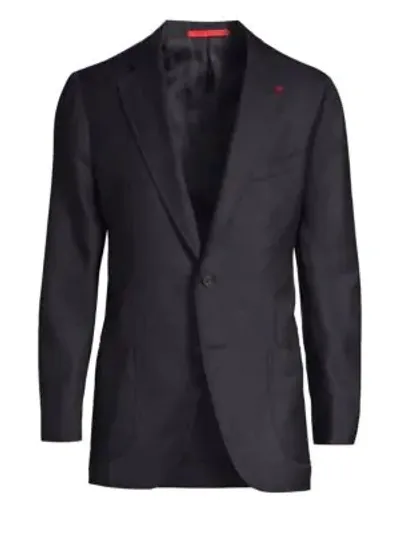 Isaia Solid Cashmere-blend Sport Coat In Dark Blue