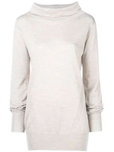 Eleventy Funnel Neck Knitted Sweatshirt In Neutrals