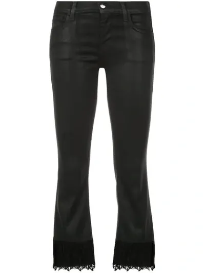 J Brand Selena Crop Lace Trim Jeans In Black