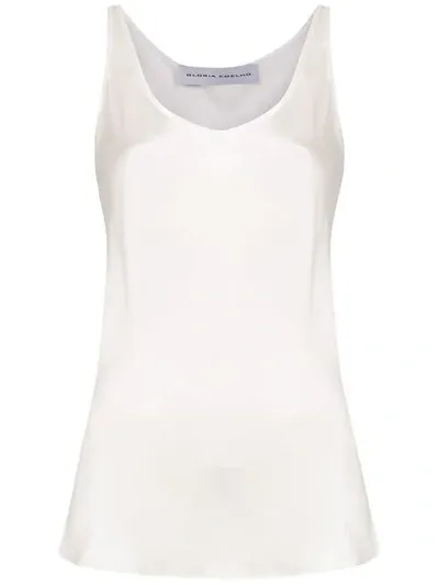 Gloria Coelho Satin Tank Top In White