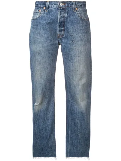 Re/done Faded Boyfriend Jeans In Blue