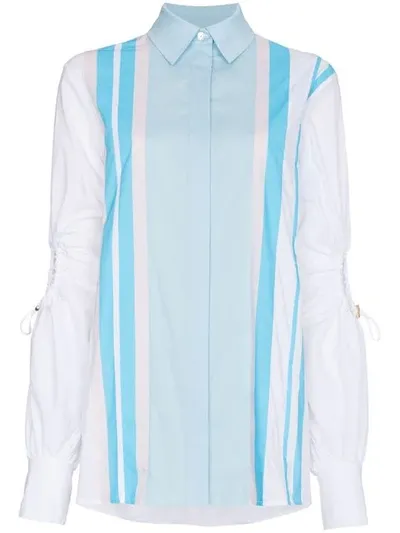 Peter Pilotto Cotton Shirt With Exposed Elbows In White Blue