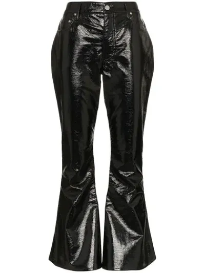 Beaufille Veritas Cropped Vinyl Flared Pants In Black