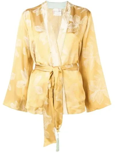 Forte Forte Sirena Belted Floral Jacquard Jacket In Yellow