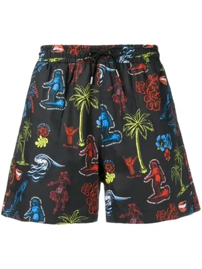 Mcq By Alexander Mcqueen Mcq Alexander Mcqueen Retro Beach-print Swim Shorts In Black