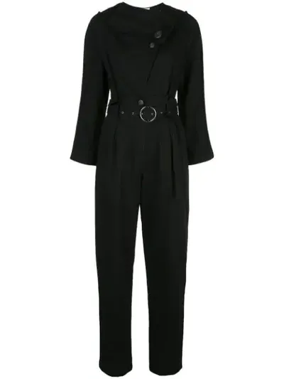 Sea Hemingway Belted Cotton-twill Jumpsuit In Black