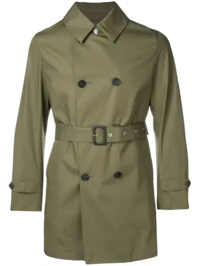 Mackintosh Khaki Cotton Storm System Short Trench Coat Gm-005bs In Green