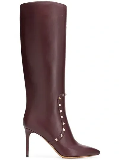 Valentino Garavani Rockstud Boots In Red