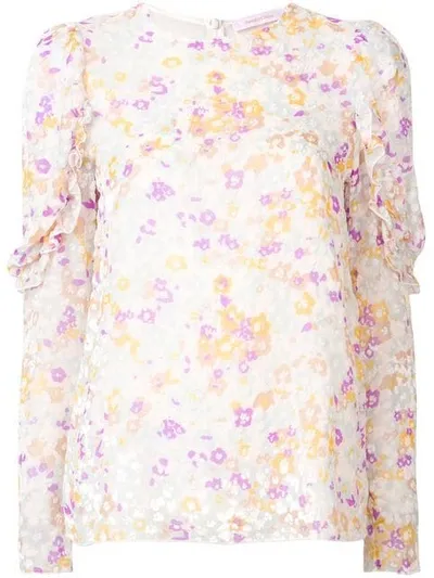 See By Chloé Floral Ruffle Blouse In White